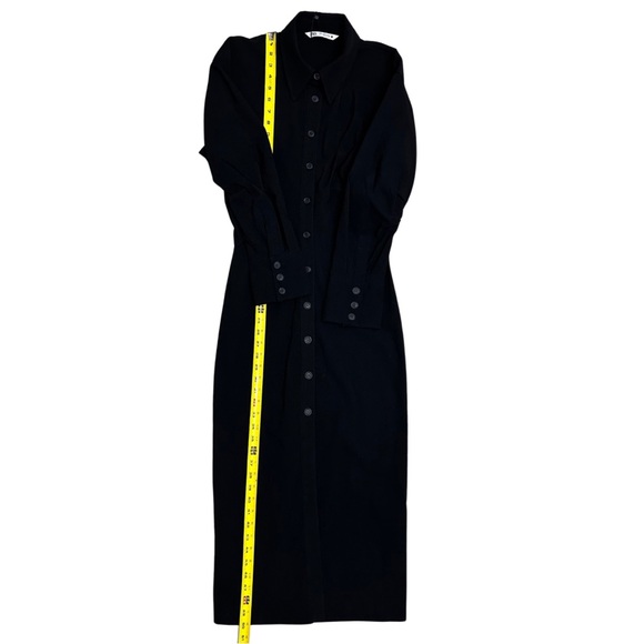 Zara Black Button-Up Midi Shirt Dress SZ Medium Goth Steampunk NWT - Picture 8 of 10